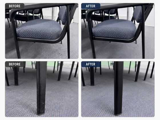 Meeting room chairs before and after cleaning