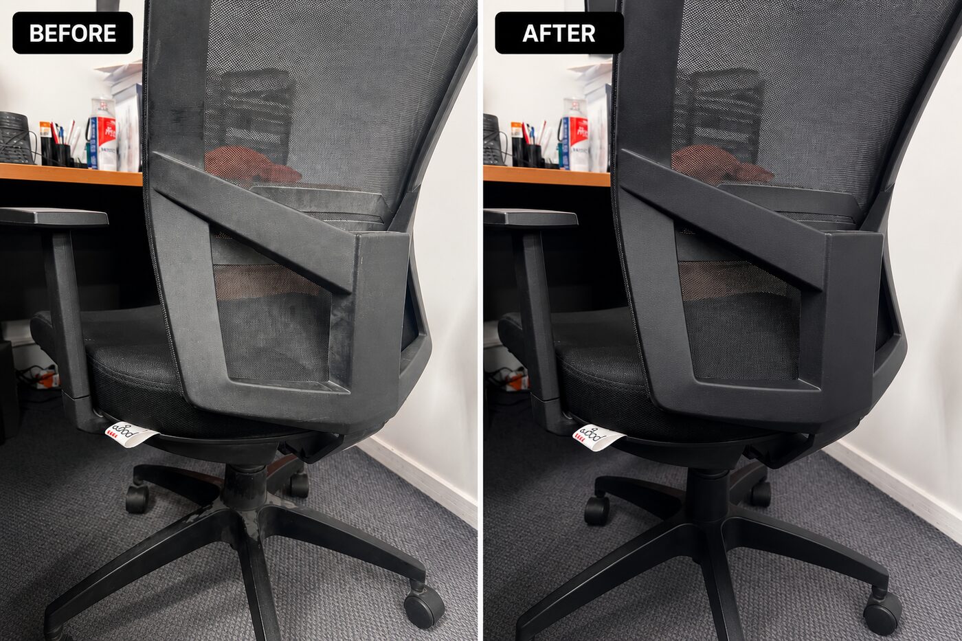 Office chair, full clean — before and after cleaning by Pink Glove
